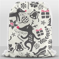 Hand Drawn Pattern Christmas Drawstring Bag (large) by Vaneshart