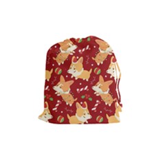 Colorful Funny Christmas Pattern Dog Puppy Drawstring Pouch (medium) by Vaneshart