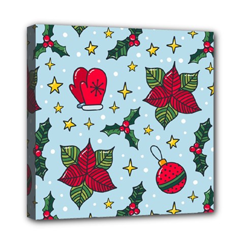 Colorful Funny Christmas Pattern Mini Canvas 8  X 8  (stretched) by Vaneshart