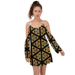 Pattern Stained Glass Triangles Kimono Sleeves Boho Dress by HermanTelo