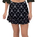 Buddhism Motif Print Pattern Design Fishtail Mini Chiffon Skirt View1