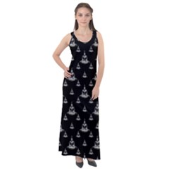 Buddhism Motif Print Pattern Design Sleeveless Velour Maxi Dress by dflcprintsclothing