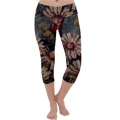 Old Embroidery 1 1 Capri Yoga Leggings by bestdesignintheworld