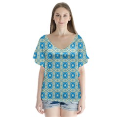 Df Iguassia V-neck Flutter Sleeve Top by deformigo