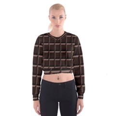 Dark Chocolate Seamless Pattern Sweet Texture Cropped Sweatshirt by Wegoenart