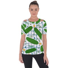 Seamless Pattern With Cucumber Shoulder Cut Out Short Sleeve Top by Wegoenart