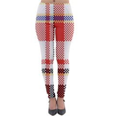 Plaid Mosaic Pixel Seamless Pattern Lightweight Velour Leggings by Wegoenart