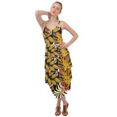 Original Seamless Tropical Pattern With Bright Reds Yellows Layered Bottom Dress by Wegoenart