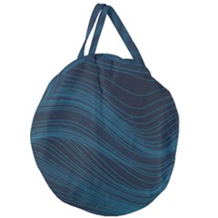 Abstract Glowing Blue Wave Lines Pattern With Particles Elements Dark Background Giant Round Zipper Tote by Wegoenart