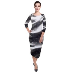 Polka Dots 1 2 Quarter Sleeve Midi Velour Bodycon Dress by bestdesignintheworld