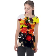 Flowers In A Vase 1 2 Cap Sleeve High Low Top by bestdesignintheworld