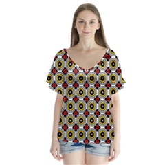 Casperia V-neck Flutter Sleeve Top by deformigo