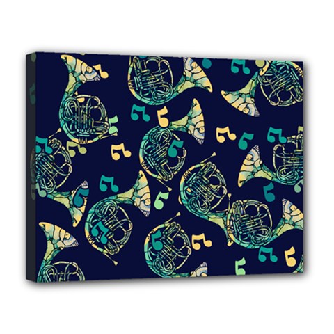 French Horn Canvas 14  X 11  (stretched) by BubbSnugg