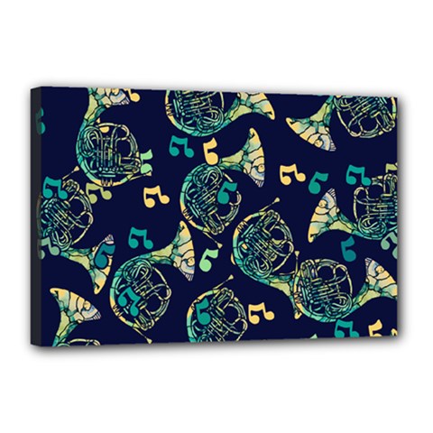 French Horn Canvas 18  X 12  (stretched) by BubbSnugg