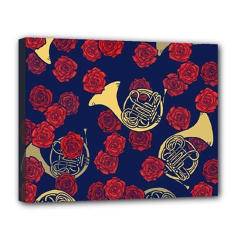 Roses French Horn  Canvas 14  X 11  (stretched) by BubbSnugg