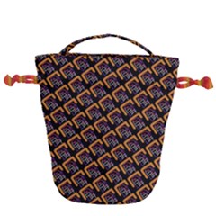 Abstract Orange Geometric Pattern Drawstring Bucket Bag by Vaneshart