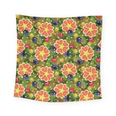 Fruit Star Blueberry Cherry Leaf Square Tapestry (small) by Vaneshart