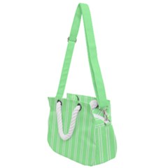 Nice Stripes - Mint Green Rope Handles Shoulder Strap Bag by FashionBoulevard