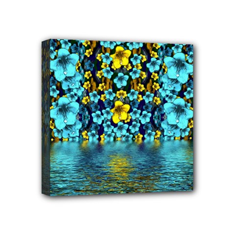 Flower Island And A Horizon Mini Canvas 4  X 4  (stretched) by pepitasart