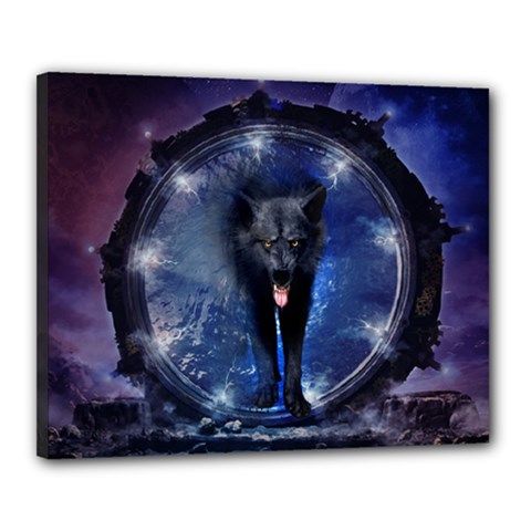 Awesome Wolf In The Gate Canvas 20  X 16  (stretched) by FantasyWorld7