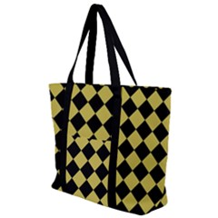Block Fiesta Black And Ceylon Yellow Zip Up Canvas Bag by FashionBoulevard