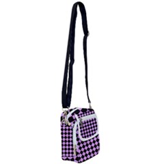 Block Fiesta Black And Lavender Purple Shoulder Strap Belt Bag by FashionBoulevard