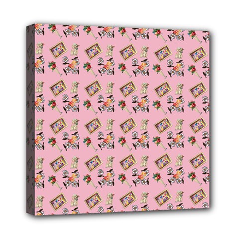 Robin Art Pink Pattern Mini Canvas 8  X 8  (stretched) by snowwhitegirl