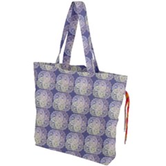 Doily Only Pattern Blue Drawstring Tote Bag by snowwhitegirl