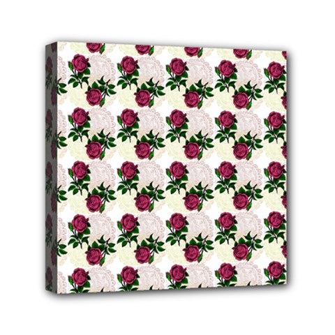 Doily Rose Pattern White Mini Canvas 6  X 6  (stretched) by snowwhitegirl