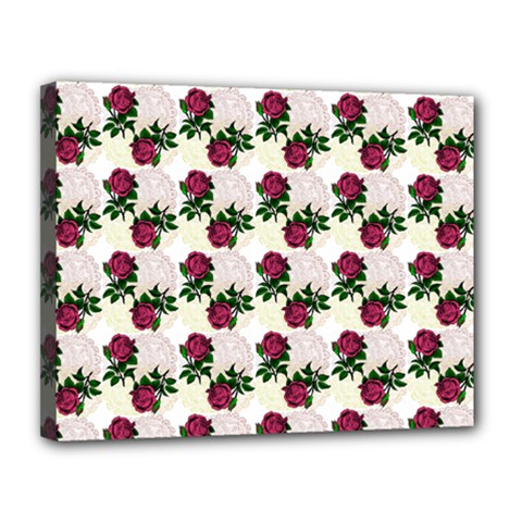 Doily Rose Pattern White Canvas 14  X 11  (stretched) by snowwhitegirl