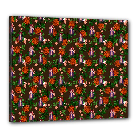 Fiola Pattern Brown Canvas 24  X 20  (stretched) by snowwhitegirl