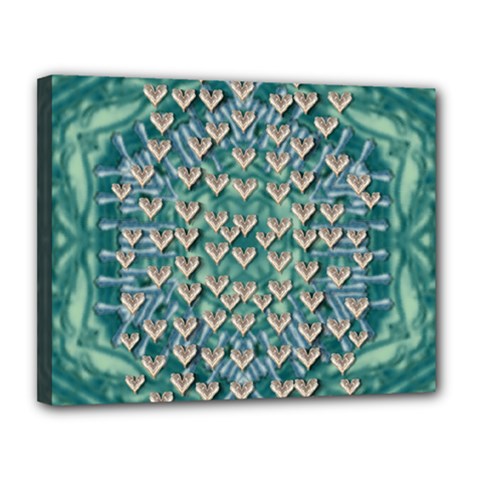 Heavy Metal Hearts And Belive In Sweet Love Canvas 14  X 11  (stretched) by pepitasart