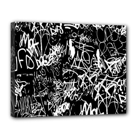 Graffiti Abstract Collage Print Pattern Canvas 14  X 11  (stretched) by dflcprintsclothing