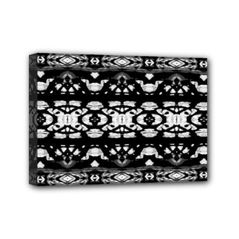 Black And White Modern Ornate Stripes Design Mini Canvas 7  X 5  (stretched) by dflcprintsclothing