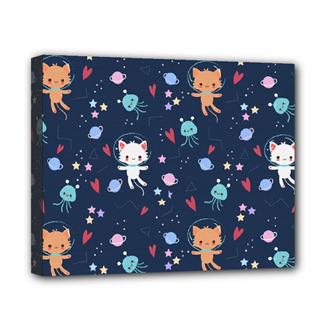 Cute Astronaut Cat With Star Galaxy Elements Seamless Pattern Canvas 10  X 8  (stretched) by Vaneshart