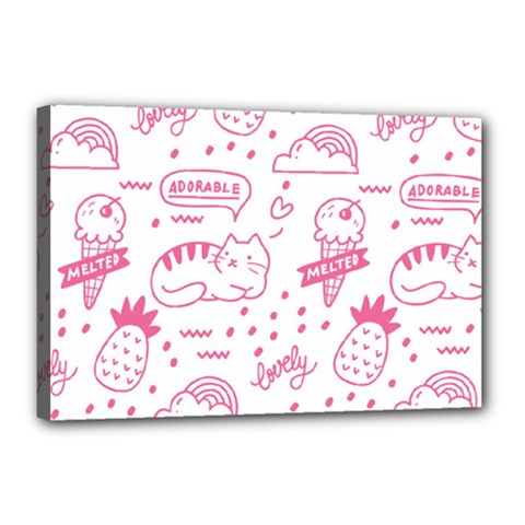 Cute Girly Seamless Pattern Canvas 18  X 12  (stretched) by Vaneshart