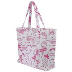 Cute Girly Seamless Pattern Zip Up Canvas Bag by Vaneshart