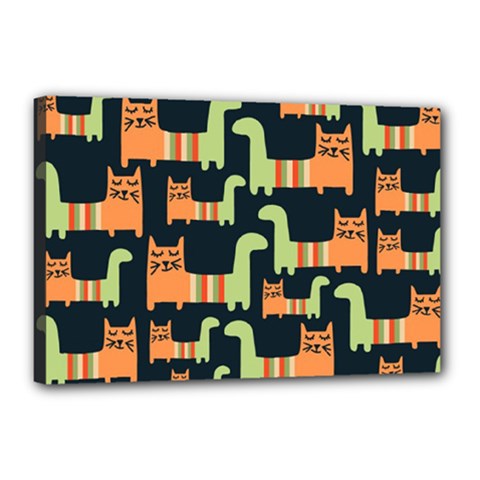 Seamless Pattern With Cats Canvas 18  X 12  (stretched) by Vaneshart