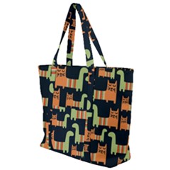 Seamless Pattern With Cats Zip Up Canvas Bag by Vaneshart