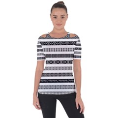Borders Ikat Ethnic Frame Tribal Shoulder Cut Out Short Sleeve Top by Wegoenart