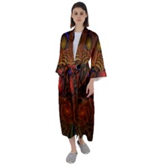 Fractal Fantasy Design Swirl Maxi Satin Kimono by Wegoenart