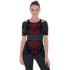 Fractal Abstract Background Pattern Shoulder Cut Out Short Sleeve Top by Wegoenart
