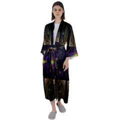 Fractal Fantasy Design Texture Maxi Satin Kimono by Wegoenart