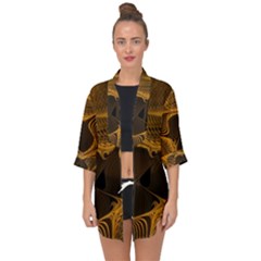 Fractal Design Background Pattern Open Front Chiffon Kimono by Wegoenart