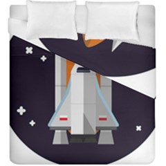 Rocket Space Universe Spaceship Duvet Cover Double Side (king Size) by Wegoenart