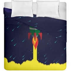 Rocket Halftone Astrology Astronaut Duvet Cover Double Side (king Size) by Wegoenart