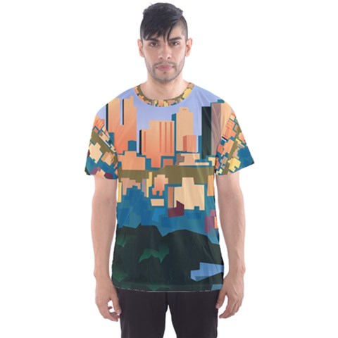 City Buildings Urban Dawn Men s Sports Mesh Tee by Wegoenart