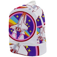 Pink Rainbow Rocket Zip Bottom Backpack by Wegoenart