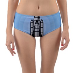 Rocket Shuttle Spaceship Science Reversible Mid-waist Bikini Bottoms by Wegoenart
