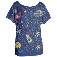 Cat Cosmos Cosmonaut Rocket Women s Oversized Tee by Wegoenart